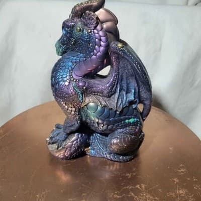 WINDSTONE EDITIONS Male Peacock Color DRAGON Sculpture Figurine Melody PENA 1986 - Thumbnail 4