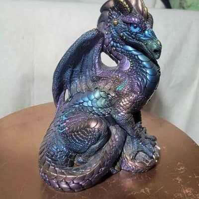 WINDSTONE EDITIONS Male Peacock Color DRAGON Sculpture Figurine Melody PENA 1986 - Thumbnail 2