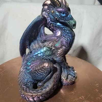 WINDSTONE EDITIONS Male Peacock Color DRAGON Sculpture Figurine Melody PENA 1986 - Thumbnail 8