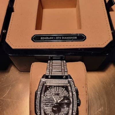 Men's JBW Platinum Series PS570B 18K White Gold Diamond Encrusted Mens Watch - Thumbnail 3