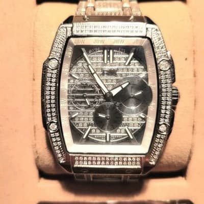 Men's JBW Platinum Series PS570B 18K White Gold Diamond Encrusted Mens Watch - Thumbnail 8