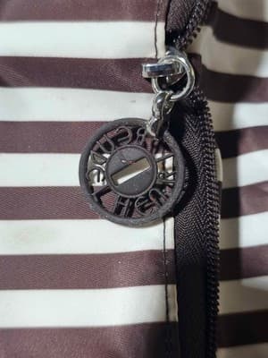 Henri Bendel Zip Around Packable Brown White Stripe Lightweight Handled Tote... - Thumbnail 3