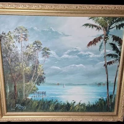 "Moonlit Lake" Original Painting by Mark Mazzarella, Highwaymen Style - Thumbnail 2