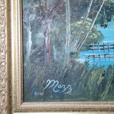 "Moonlit Lake" Original Painting by Mark Mazzarella, Highwaymen Style - Thumbnail 6