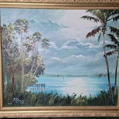 "Moonlit Lake" Original Painting by Mark Mazzarella, Highwaymen Style - Thumbnail 7
