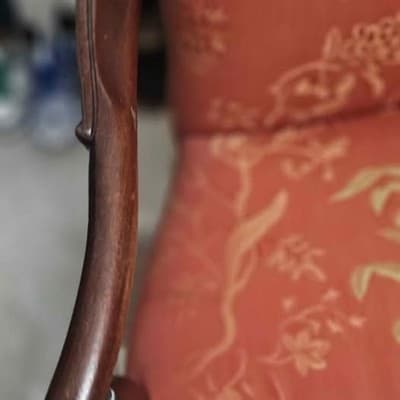 1950s Georgian Style Mahogany Armchair w/ Pineapple Motif Upholstery, 2 for sale - Thumbnail 8