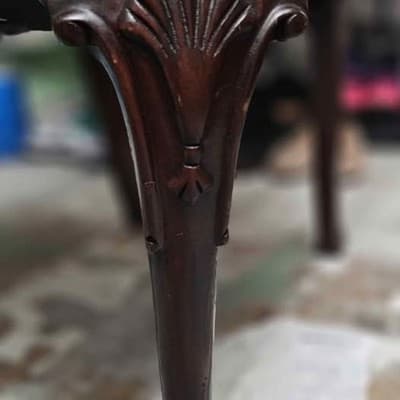 1950s Georgian Style Mahogany Armchair w/ Pineapple Motif Upholstery, 2 for sale - Thumbnail 9