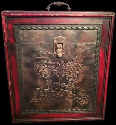 Wooden Wine Three Bottle Holder w/ Grape Designs - Image 1