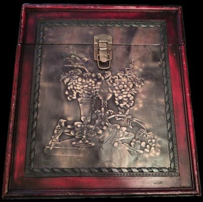 Wooden Wine Three Bottle Holder w/ Grape Designs - Thumbnail 5