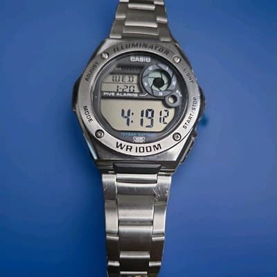 Casio Illuminator WR Digital Watch 3487 MWD-100H 100M WR Chrono Alarm Running - Image 1