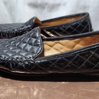 Robert Zur Black Quilted Leather Driving Loafers (Size 11) - Thumbnail 2