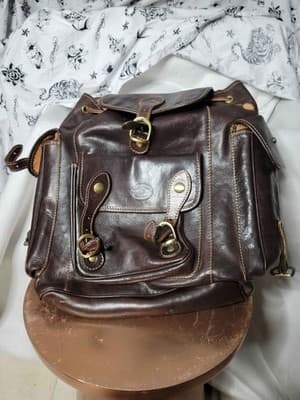 Vera Pelle Italian Brown Leather Backpack