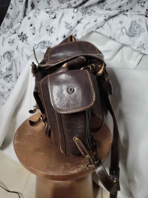 Vera Pelle Italian Brown Leather Backpack - Thumbnail 5