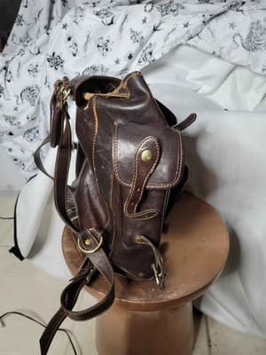 Vera Pelle Italian Brown Leather Backpack - Thumbnail 4