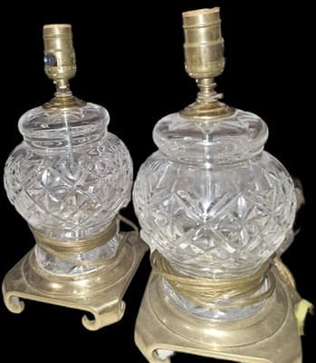 Ethan Allen Crystal & Brass Table Lamp, Vintage, Rare Find, 16" Tall, Set Of 2 - Thumbnail 2