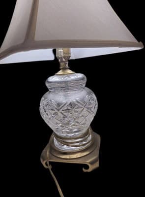 Ethan Allen Crystal & Brass Table Lamp, Vintage, Rare Find, 16" Tall, Set Of 2 - Thumbnail 3