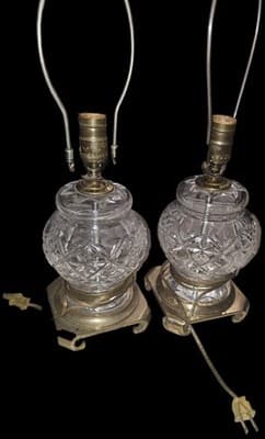 Ethan Allen Crystal & Brass Table Lamp, Vintage, Rare Find, 16" Tall, Set Of 2 - Thumbnail 5