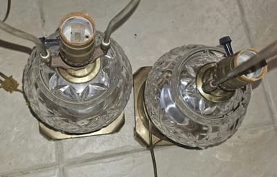 Ethan Allen Crystal & Brass Table Lamp, Vintage, Rare Find, 16" Tall, Set Of 2 - Thumbnail 6