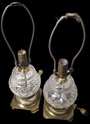 Ethan Allen Crystal & Brass Table Lamp, Vintage, Rare Find, 16" Tall, Set Of 2 - Thumbnail 4