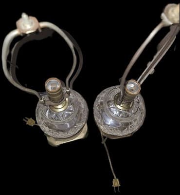 Ethan Allen Crystal & Brass Table Lamp, Vintage, Rare Find, 16" Tall, Set Of 2 - Thumbnail 7