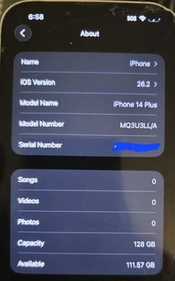 iPhone 14 Plus, AT&T Carrier Locked, Clean IMEI, (See Photos For Condition) - Thumbnail 2