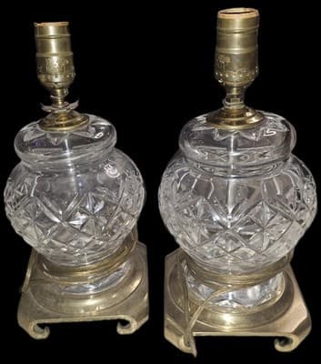 Ethan Allen Crystal & Brass Table Lamp, Vintage, Rare Find, 16" Tall, Set Of 2 - Thumbnail 8