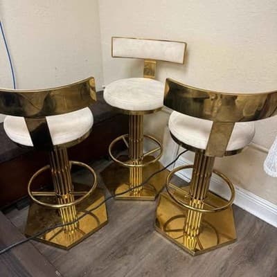 Statements By J. Oscar Swivel 27" Gold Bar Counter Chair (Hexagonal Base) - Thumbnail 4