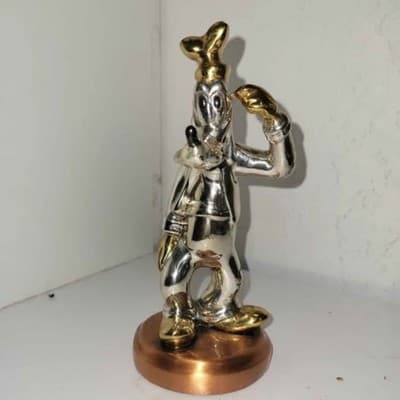 Vintage 1985 D'argenta Internacional RARE Disney Goofy Silver and Gold Sculpture - Thumbnail 4