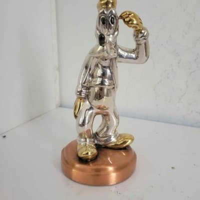 Vintage 1985 D'argenta Internacional RARE Disney Goofy Silver and Gold Sculpture - Thumbnail 6