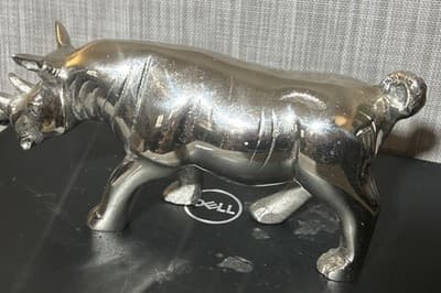 Rhino Collection Aluminium Rhinocero Table Top Statue Sculpture - Thumbnail 5