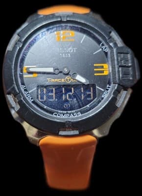 Tissot T-Race Touch Men's Watch Orange Band Silver/Black Face Needs Side Buttons - Thumbnail 2