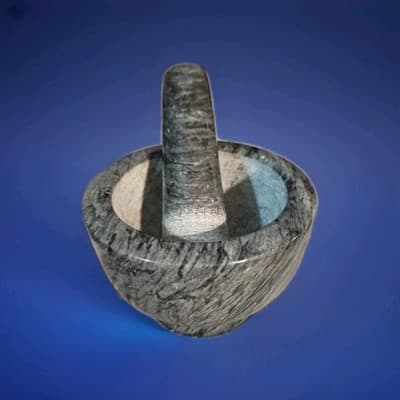 Marble Mortar and Pestle Set (5 Inch Diameter, 3.5 Inch Tall, Pestle 5 Inches) - Thumbnail 4