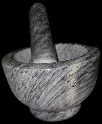 Marble Mortar and Pestle Set (5 Inch Diameter, 3.5 Inch Tall, Pestle 5 Inches) - Thumbnail 2