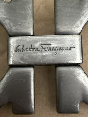 Salvatore Ferragamo Grey Gancini Buckle 35mm Belts (Missing post on back) - Thumbnail 2