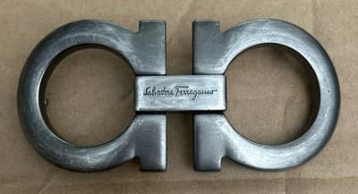 Salvatore Ferragamo Grey Gancini Buckle 35mm Belts (Missing post on back) - Thumbnail 3