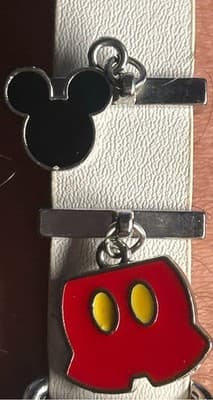 Disney Mickey Mouse Watch White Leather Band With Enamel Charms Quartz - Thumbnail 5