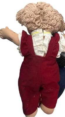 Cabbage Patch Kids Doll Blonde Hair Green Eyes Red Corduroy Overalls - Thumbnail 4