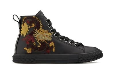 Giuseppe Zanotti Sneakers High Top BLABBER Shoes 44 EU Size Dragon Embroidered