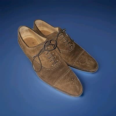 Gabriele Peluso Napoli Brown Seude Oxford Wingtip Dress Shoes 41.5 EU Men's 8.5 - Image 1