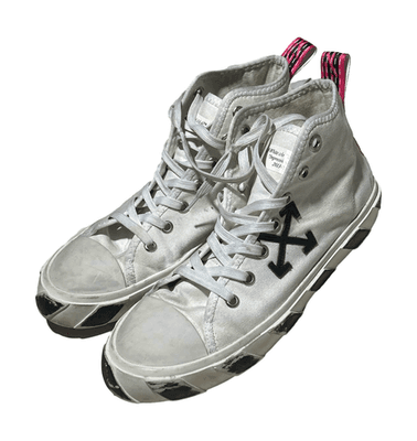 Off-White Vulcanized High Tops Canvas White Black Virgil Abloh (Size 45 Euro) - Image 1