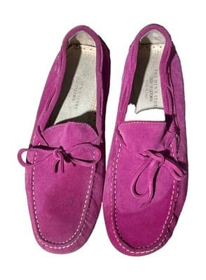 The Men’s Store Bloomingdale’s Italian Pink Fuchsia Suede Men’s Bow Loafers - Thumbnail 3