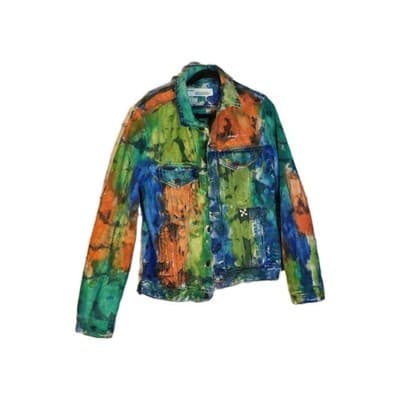 Off-White Brand Painted Distressed Denim Jacket Men's Small - Italian Made - Image 1