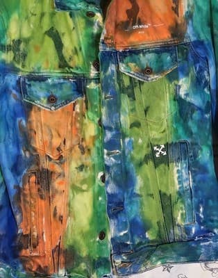 Off-White Brand Painted Distressed Denim Jacket Men's Small - Italian Made - Thumbnail 2