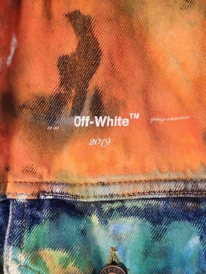 Off-White Brand Painted Distressed Denim Jacket Men's Small - Italian Made - Thumbnail 4