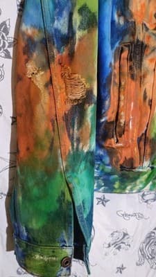 Off-White Brand Painted Distressed Denim Jacket Men's Small - Italian Made - Thumbnail 5