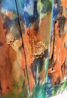 Off-White Brand Painted Distressed Denim Jacket Men's Small - Italian Made - Thumbnail 9