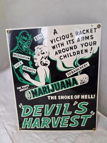 Devil's Harvest metal tin sign house interior Marijuana the Smoke of Hell Poster - Thumbnail 2