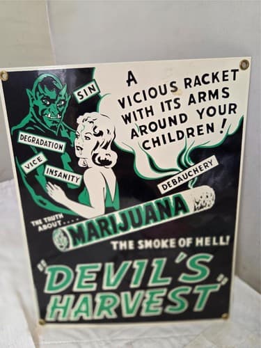 Devil's Harvest metal tin sign house interior Marijuana the Smoke of Hell Poster - Thumbnail 5