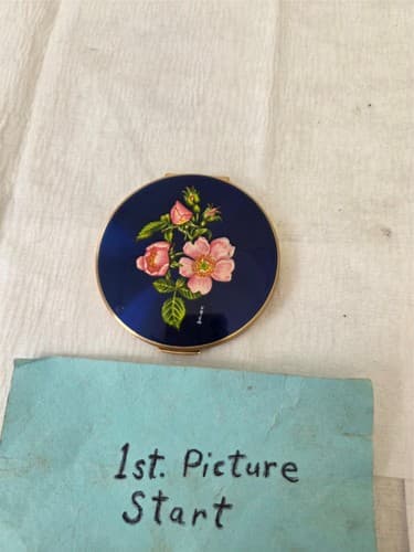 Vintage Stratton Gold Compact Powder Case with Mirror & Puff - Thumbnail 2