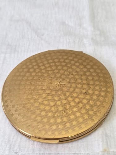 Vintage Stratton Gold Compact Powder Case with Mirror & Puff - Thumbnail 4